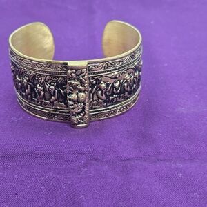 AKR Amy Kahn Russell Wide‎ Bronze Tribal Storyteller Cuff Bracelet Heavy